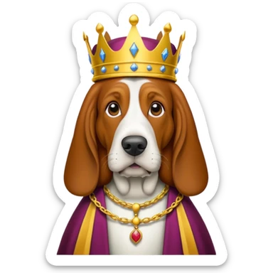 Basset Hound dressed as a king sticker