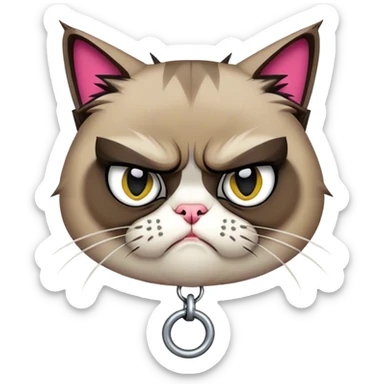 punk grumpy cat spike collar sticker