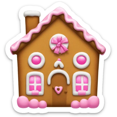 Gingerbread house with a pink bow  sticker