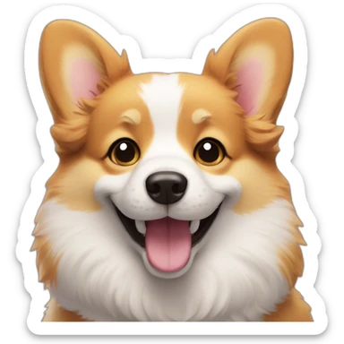 fluffy corgi smiling sticker