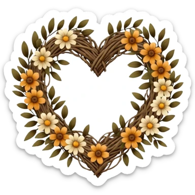 nature wreath heart, boho  sticker