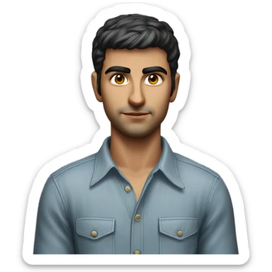 guy 20 years old iranian in 1970 photorealistic serious sticker