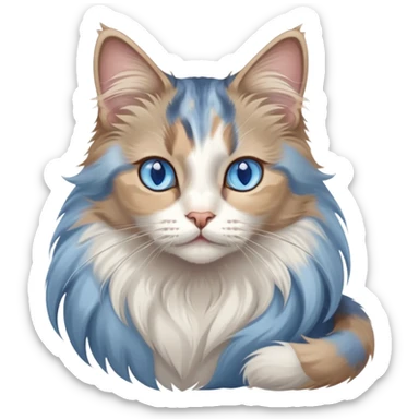 long hair dilute calico cat & blue eyes sticker