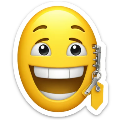 A happy face with an opened zipper instead of mouth sticker