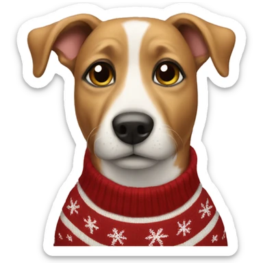 Dog wearing a christmas sweater sticker