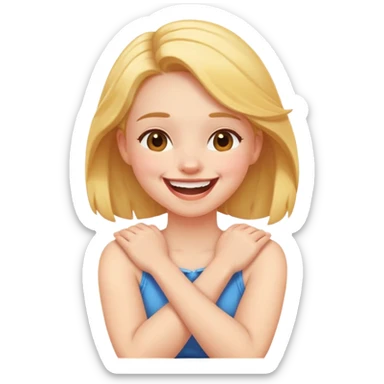 arms crossed holding neck laughing girl sticker