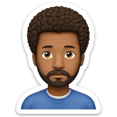 black man with beard, mustache, and short afro sad sticker