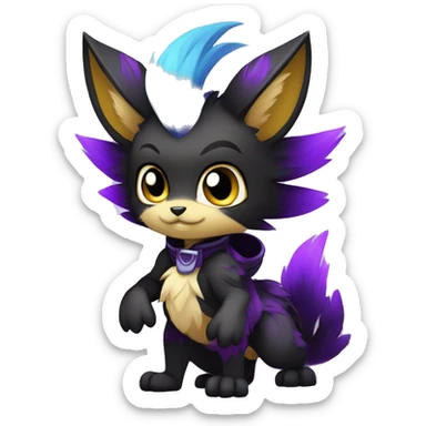 Anthro-Edgy-Cool-Black-Purple-Contrast-Colors-Fantasy-Fur-Sona-Chibi-Shiny-Fakémon-Hybrid full body sticker