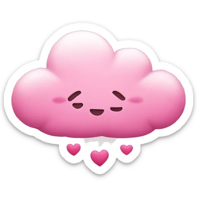 Pink cloud with two hearts  sticker