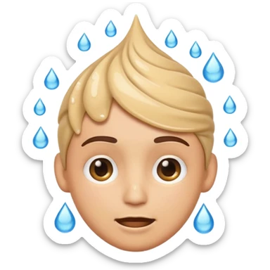 Emoji winding head with hand and sweat droplets on head sticker