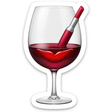 lipstick kiss on red wine glass sticker