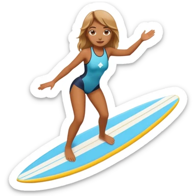 Cool girl standing on a surfboard sticker