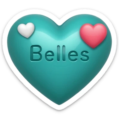 Teal heart with Belles with Balls wording sticker