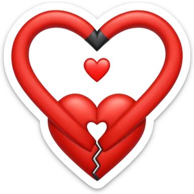 Ein rotes Bsnd zwischen zwei Herzen sticker