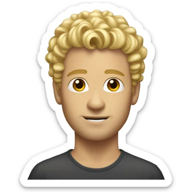 blonde adult guy with taper cut, curly front sticker