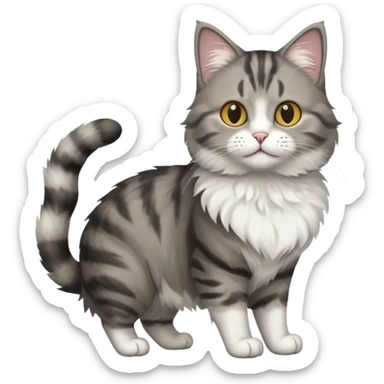 full body half dark grey and half white cat with white front legs sticker