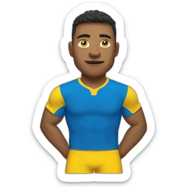Rugby player With yellow and blue t-shirt sticker