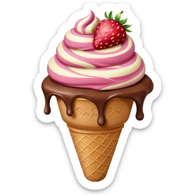 Chocolate strawberry vanilla ice cream sticker