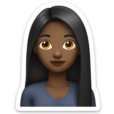 Black female with long straight hair sticker