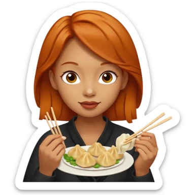 dumpling eating ginger woman sticker