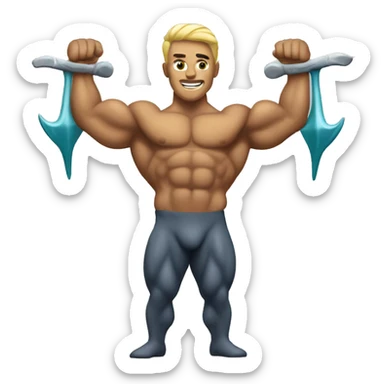 bodybuilder with trident sticker