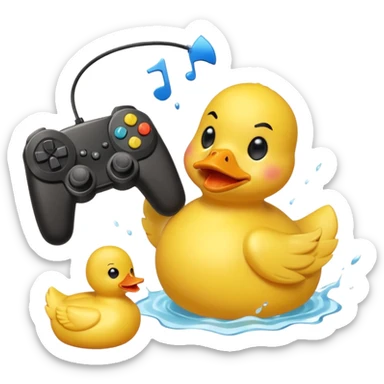 Rubber ducky angrily button smashing video game controller playing video game sticker