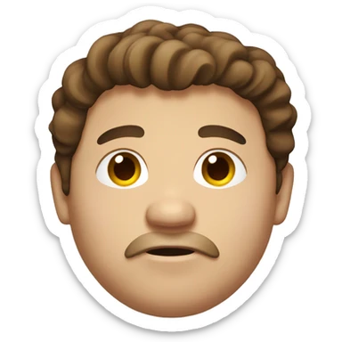 big fat man with brown hair sticker