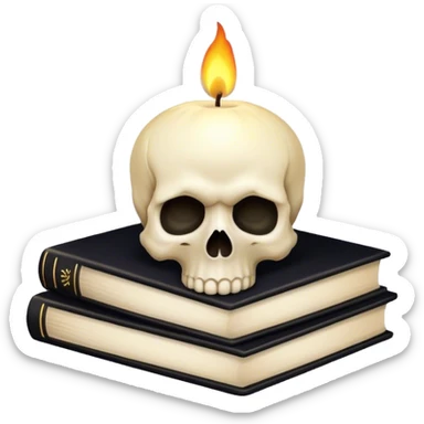 skull candle on black occult books sticker