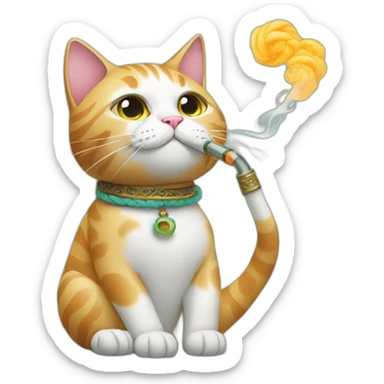 cat with hookah sticker