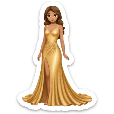 long gown dress made out of golden glitter sticker