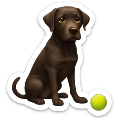 dark brown lab playing tennis ball sticker