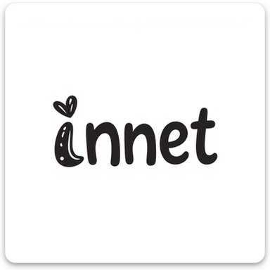 the word 'innet' in a handwritten, doodle emoji style, casual and inviting sticker