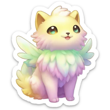 Shiny Innocent Shy Sparkly Colorful Pastel Fluffy beautiful fantasy Kawaii Ethereal Sona Fakemon-animal Full Body sticker