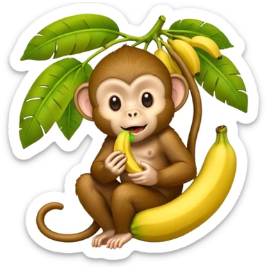 Banana Monkey Green Pink Yellow sticker