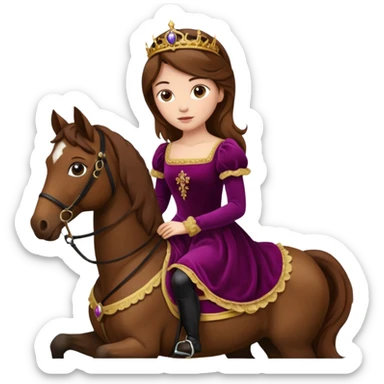 Renaissance princess with brown hair on horse sticker