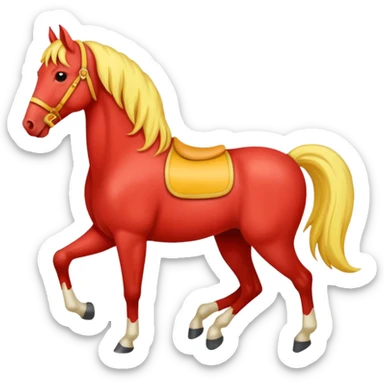 Cavalo vermelho e amarelo pastel sticker