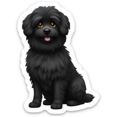 black fluffy dog  sticker