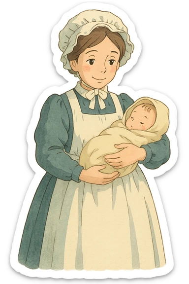 victorian midwife sticker