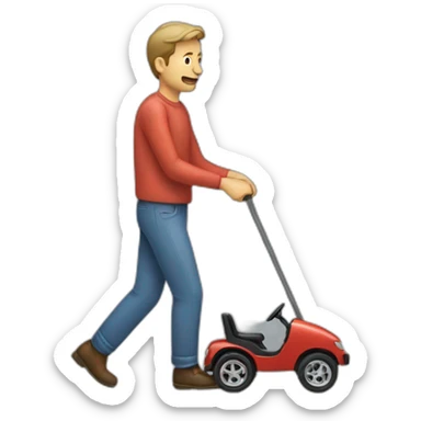 A man pulling car sticker