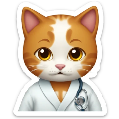 Redhead cat in a doctor’s robe sticker