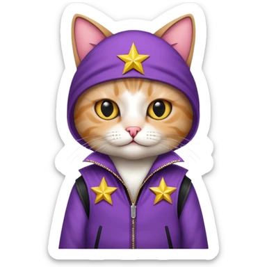 Cat with a rockstar costume  sticker