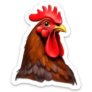coq rouge sur fond jaune sticker