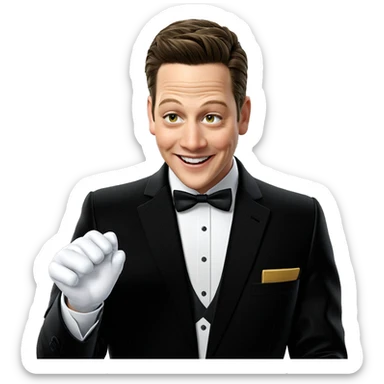smiling boy in tuxedo sticker