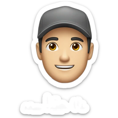 Pale skinned fit Man with black hair in a gray cap and dark gray polo T-shirt keeping a pasted box into his hands sticker