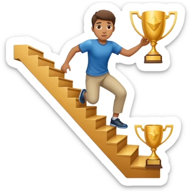 PERSONA SUBIENDO ESCALERA PARA ALCANZAR TROFEO sticker
