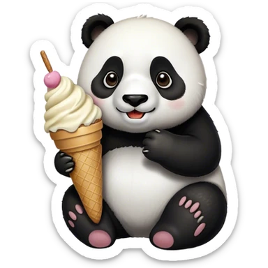 Panda eating ice cream sticker