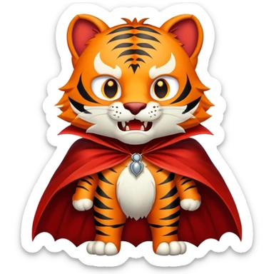 Vampire tiger count dracula with cape and fangs sticker