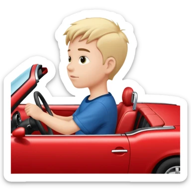 boy driving red car profile sticker