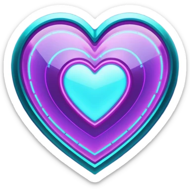 Purple and Cyan glowing holographic cyberpunk hesrt   sticker