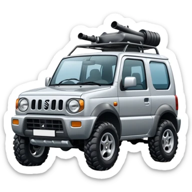 make a silver 1999 suzuki jimny emoji with big mud tyrpes and a snorkel sticker